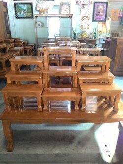 โต๊ะหมู่ 9 หน้า 9 ไม้สัก เรียบ