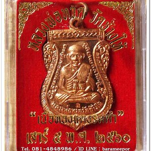 หลวงพ่อทวด วัดช้างไห้ เสาร์ ๕ พ.ศ.๒๕๖๐ พิมพ์เสมา เนื้อทองแดงผิวไฟ